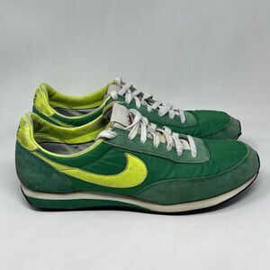 Nike Elite Vintage Sneakers Shoes Mens 12 Pine Green Yellow Suede Nylon Retro